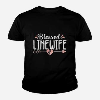 Blessed Line Wife Cute Electrical Lineman Proud Gift Women Kid T-Shirt - Seseable