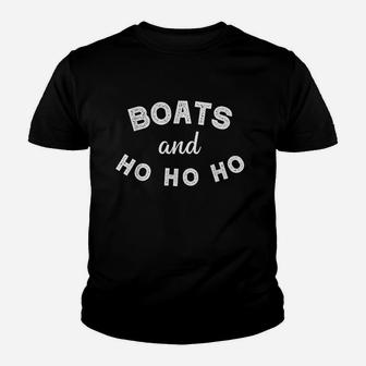 Boats And Ho Ho Hoes Funny Cool Santa Christmas Boating Kid T-Shirt - Seseable