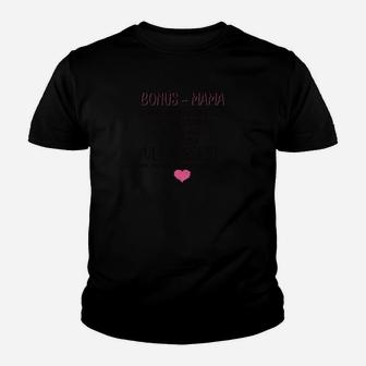 Bonus-Mama Schwarzes Kinder Tshirt mit Herz Motiv, Stiefmutter Tee - Seseable