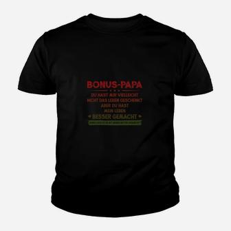 Bonus-Papa Kinder Tshirt mit Spruch, Schwarzes Tee für Stiefväter - Seseable