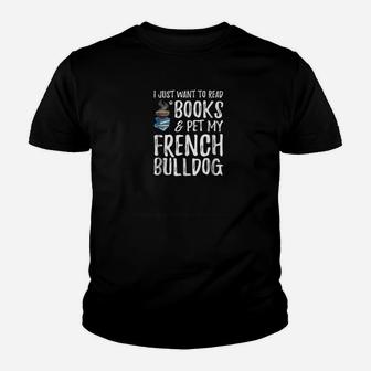 Books And French Bulldog Dog Dad Kid T-Shirt - Seseable