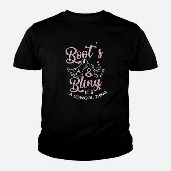 Boots And Bling Its A Cowgirl Thing Kid T-Shirt - Seseable