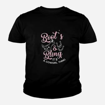 Boots And Bling Its A Cowgirl Thing Western Kid T-Shirt - Seseable