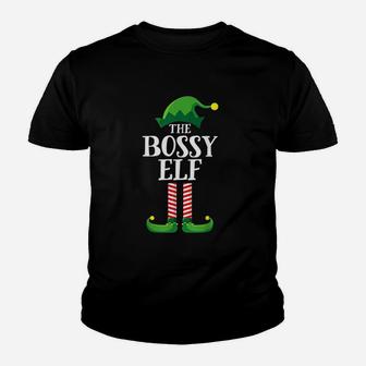 Bossy Elf Matching Family Group Christmas Party Kid T-Shirt - Seseable