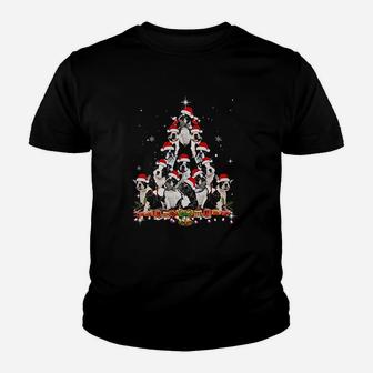 Boston Terrier Christmas Tree Dog Santa Kid T-Shirt - Seseable
