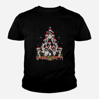 Boston Terrier Christmas Tree Dog Santa Xmas Funny Pajamas Kid T-Shirt - Seseable