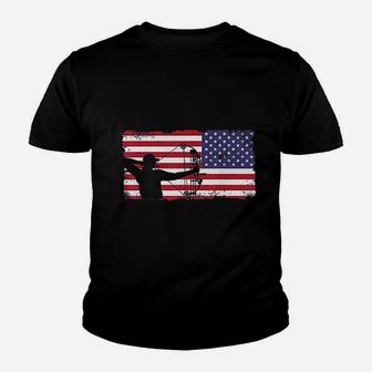 Bow Hunting American Flag Archery Lover Gift Kid T-Shirt - Seseable