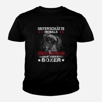Boxer Unterschätze Niemals Einen Alten Mann Kinder T-Shirt - Seseable