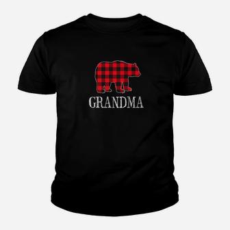 Buffalo Check Grandma Bear Matching Family Outfits Kid T-Shirt - Seseable