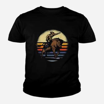 Bull Riding Rodeo Rider Cowboy Western Vintage Retro Gift Kid T-Shirt - Seseable