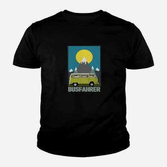 Busfahrer Retro Kinder Tshirt Sonnenuntergang & Fahrzeugdesign - Seseable