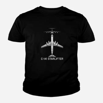 C141 Starlifter Military Airlifter Plane Silhouette Gift Kid T-Shirt - Seseable