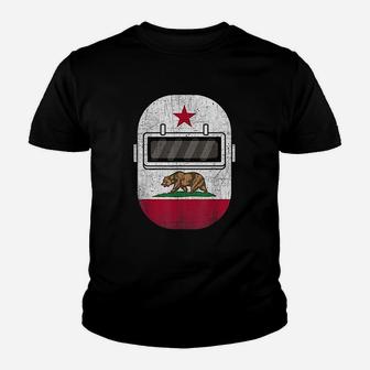 California Welders Helmet California Flag Welding Fabricator Kid T-Shirt - Seseable
