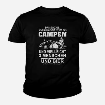 Camping-Liebhaber Kinder Tshirt Wichtig: Campen, 3 Personen & Bier – Schwarz - Seseable