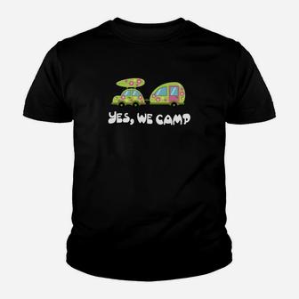 Campingfreunde Alien Kinder Tshirt Yes, We Camp in Schwarz - Seseable