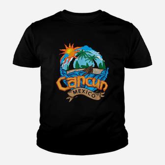 Cancun Mexico Beach Palm Tree Party Destination Kid T-Shirt - Seseable