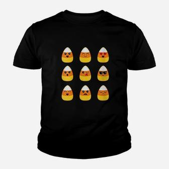 Candy Corn Emoticon Funny Halloween Costume Gift Kid T-Shirt - Seseable