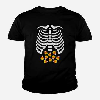 Candy Corn Skeleton Rib Cage Halloween Costume T Shirt Kid T-Shirt - Seseable