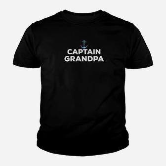 Captain Grandpa Fathers Day Summer Boat Gift Kid T-Shirt - Seseable