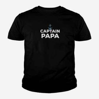 Captain Papa Fathers Day Summer Boat Gift Kid T-Shirt - Seseable