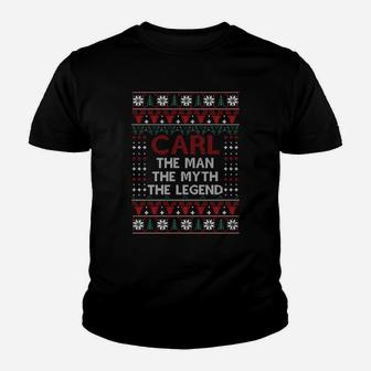 Carl Christmas Name Shirts Carl The Man The Myth The Legend Christmas T-shirt Kid T-Shirt | Seseable UK