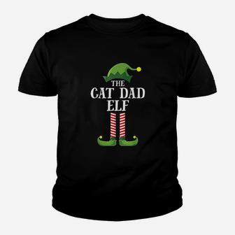 Cat Dad Elf Matching Family Group Christmas Party Kid T-Shirt - Seseable