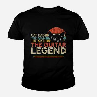 Cat Dad Man Myth Guitar Legend Guitar Player Kid T-Shirt - Seseable