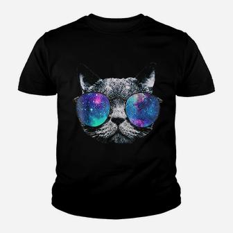 Cat Space Glasses Astronaut Cat Meme Round Glasses Kid T-Shirt - Seseable