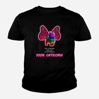 Caticorn Schmetterling Kinder Tshirt, Einzigartiges Einhorn Katze Design - Seseable