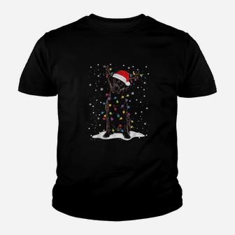 Chocolate Lab Labrador Christmas Tree Light Pajama Dog Xmas Kid T-Shirt - Seseable