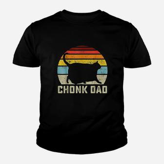 Chonk Cat Dad Scale Meme Funny Retro Style Daddy Cats Kid T-Shirt - Seseable