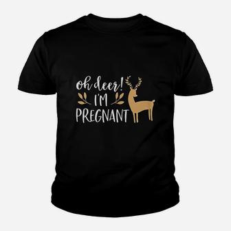 Christmas Announcement Oh Deer Im Preg Nant Kid T-Shirt - Seseable