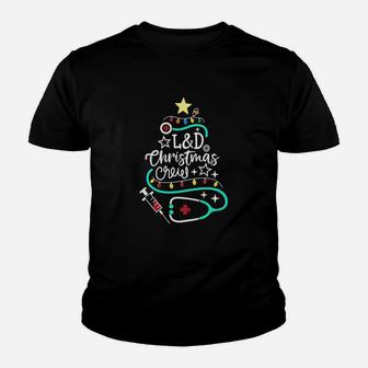 Christmas Crew Labor And Delivery Nurse Techs Secretary Kid T-Shirt - Seseable