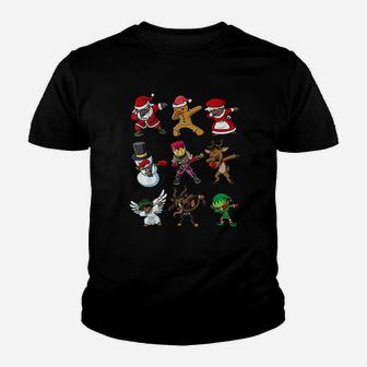 Christmas Dabbing Squad African American Santa Mrs Claus Kid T-Shirt - Seseable