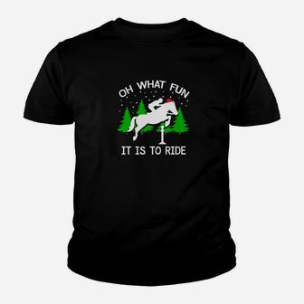 Christmas Horse Holiday Horse Riding Oh What Fun Tee Kid T-Shirt - Seseable