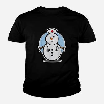 Christmas Nurse With A Snowman As A Nurse Kid T-Shirt - Seseable