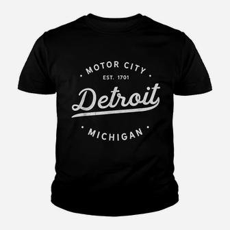 Classic Retro Vintage Detroit Michigan Motor City Kid T-Shirt - Seseable
