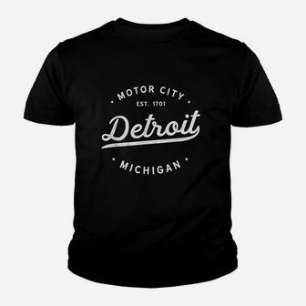 Classic Retro Vintage Detroit Michigan Motor City Kid T-Shirt - Seseable