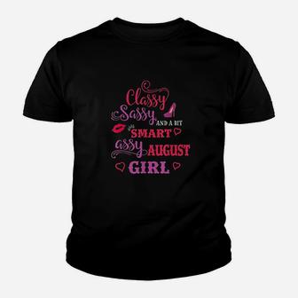 Classy Sassy And A Bit Smart Assy August Girl Kid T-Shirt - Seseable
