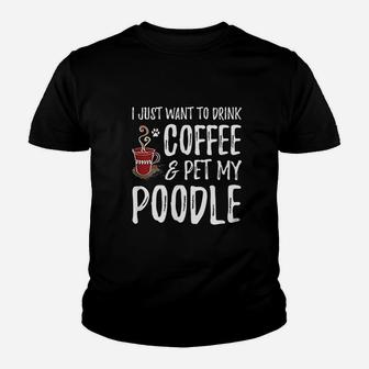 Coffee And Poodle For Poodle Dog Mom Kid T-Shirt - Seseable