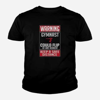 College Gymnastics Girls Gymnastics Warning Kid T-Shirt - Seseable