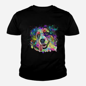 Colorful Australian Shepherd For Dog Lovers Cool Art Kid T-Shirt - Seseable