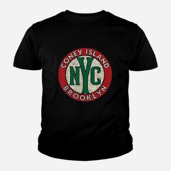 Coney Island Brooklyn Nyc Vintage Road Sign Distressed Print Kid T-Shirt - Seseable