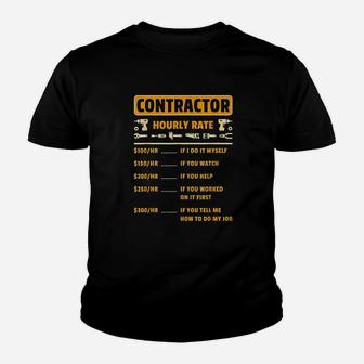 Contractor Hourly Rate Price Chart Labor Funny Gift Handyman Kid T-Shirt - Seseable