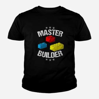 Cool Master Builder Funny Building Blocks Gift Kid T-Shirt - Seseable