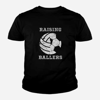 Cool Raising Ballers Men Soccer Volleyball Dad Gifts Kid T-Shirt - Seseable