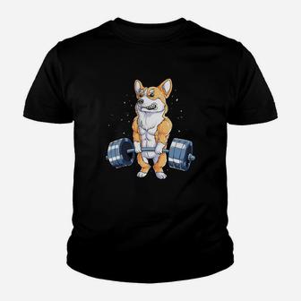 Corgi Dog Weight Lifting Kid T-Shirt - Seseable