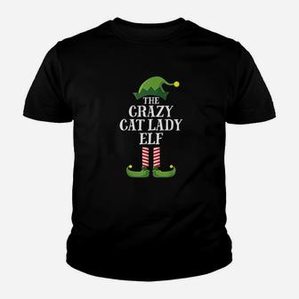 Crazy Cat Lady Elf Matching Family Group Christmas Party Kid T-Shirt - Seseable