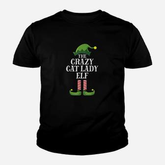 Crazy Cat Lady Elf Matching Family Group Christmas Party Kid T-Shirt - Seseable