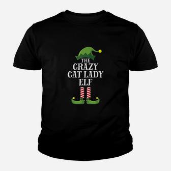 Crazy Cat Lady Elf Matching Family Group Christmas Party Kid T-Shirt | Seseable CA